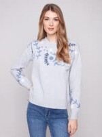 Charlie B Embroidered Crew Neck Sweater