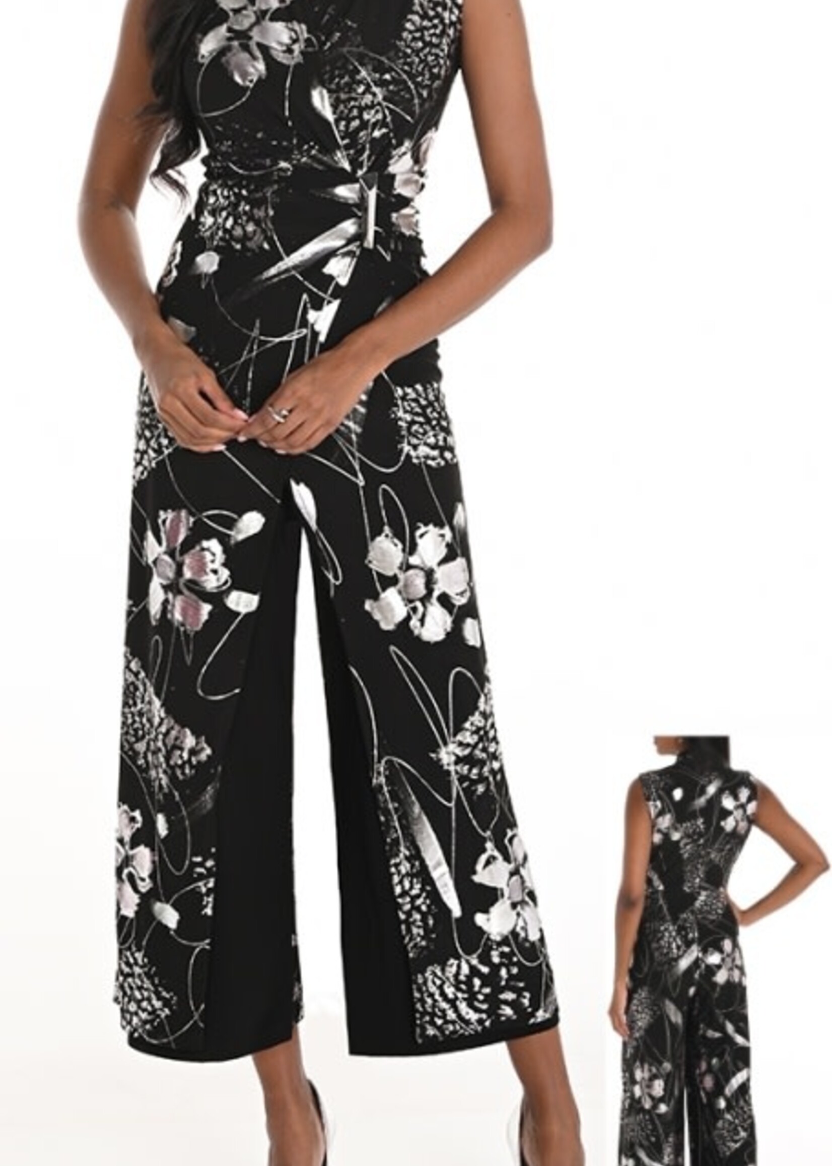 Frank Lyman Metallic Floral Side embellished Jumpsuit