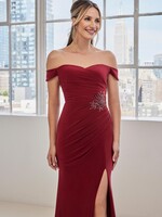 MGNY Fit & Flare Crystal Brooch Gown