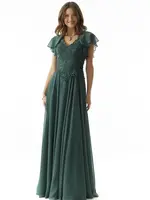 MGNY Beaded Embroidery Flutter Sleeve Dress