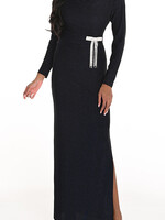Frank Lyman Shimmer Gown w/ Jewelled Brooch Detail