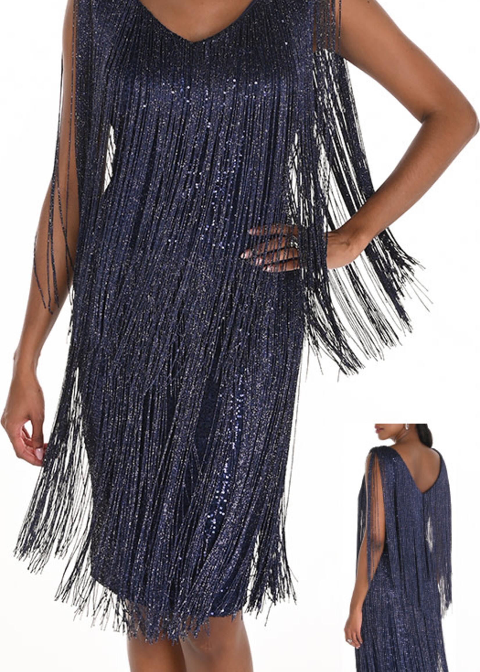 Frank Lyman Fringed Sheath Shimmer Dress