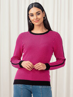 Elena Wang Round Neck Textured Sweater