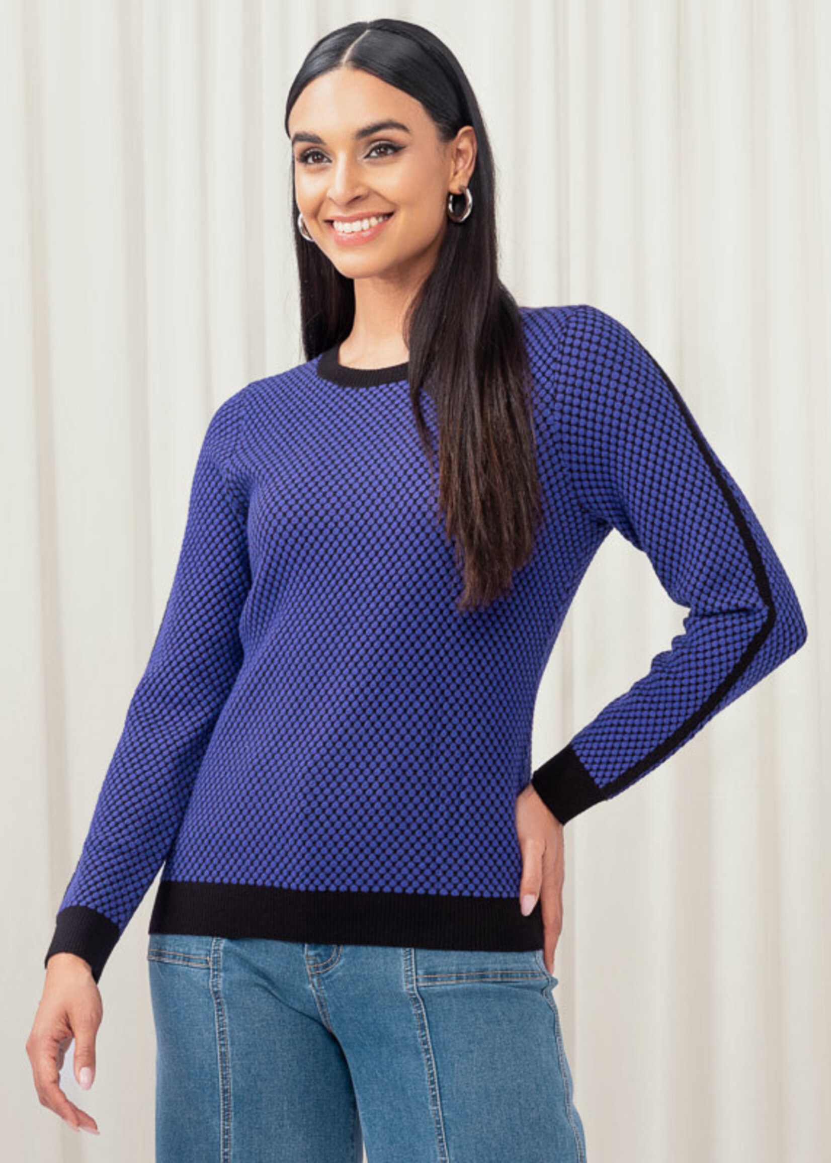 Elena Wang Round Neck Textured Sweater