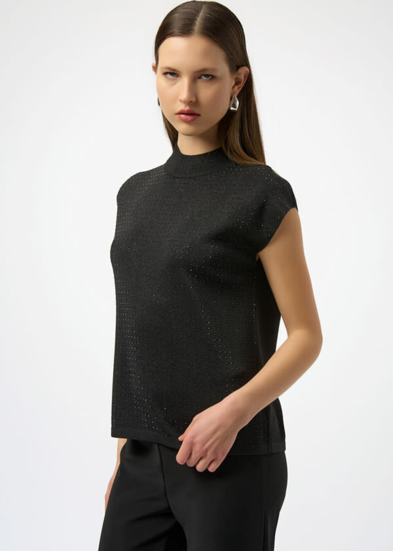Joseph Ribkoff High Neck Embellished Cap Sleeve Top