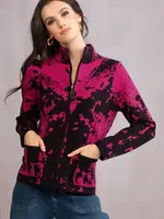 Alison Sheri Zipper Front Print Sweater Jacket