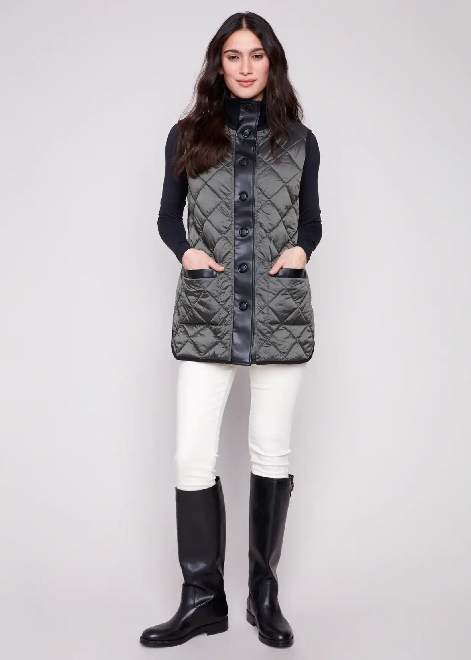 Charlie B Iridescent Reversible Quilted Vest