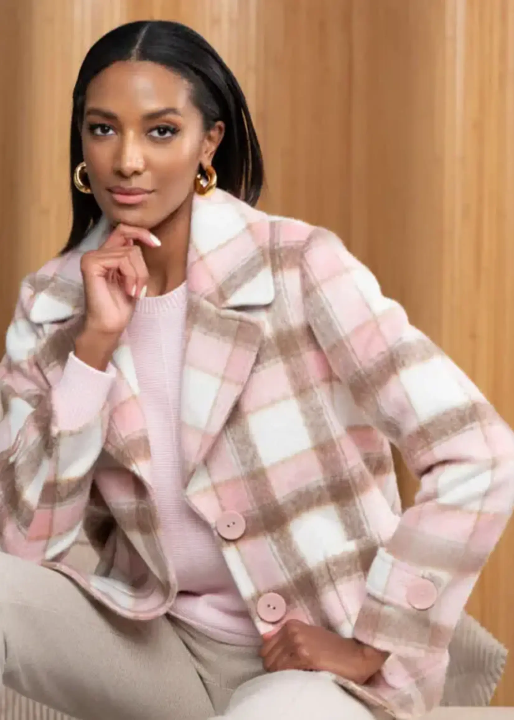 Alison Sheri Plush Plaid Button Up