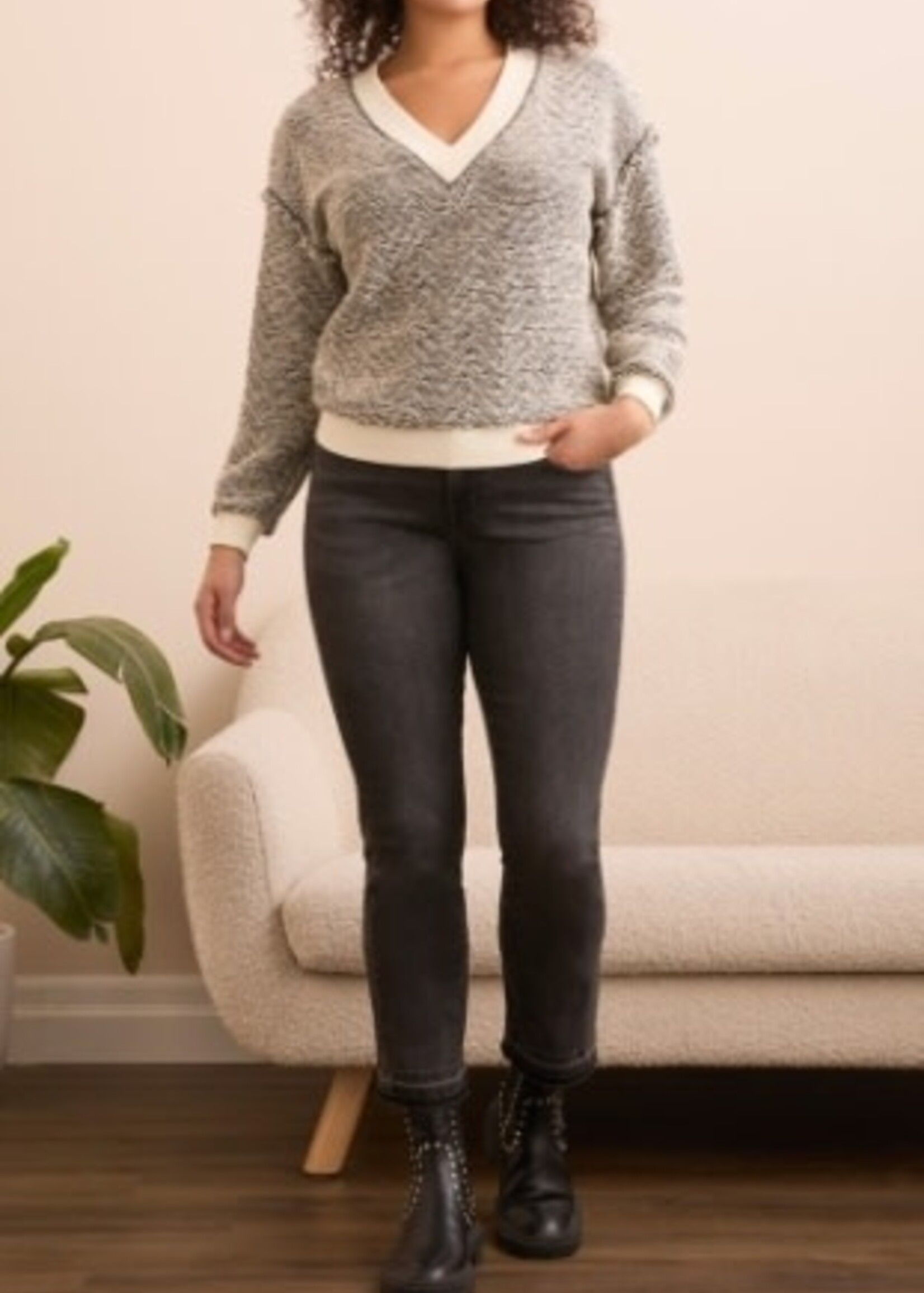 Tribal Ribbed V-Neck Sweater