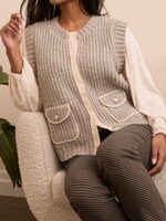 Tribal Knit Vest W/ Button Pockets