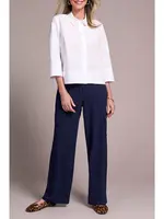 Tribal Poplin 3/4 Sleeve Button Blouse