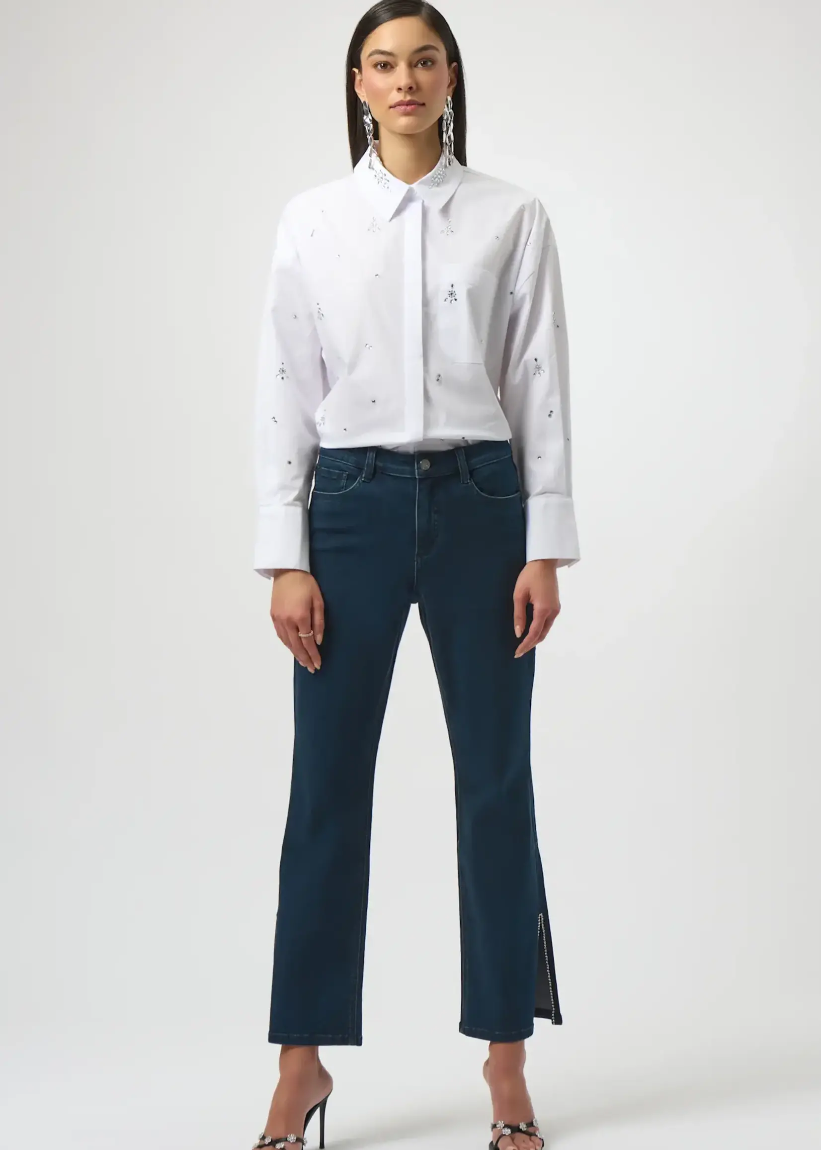 Joseph Ribkoff Side Slit Rhinestone Jean