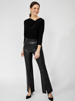 High-Waist Leatherette Slit Hem Pant