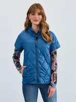 French Dressing Jeans Mix Media Quilted Short Sleeve Jacket