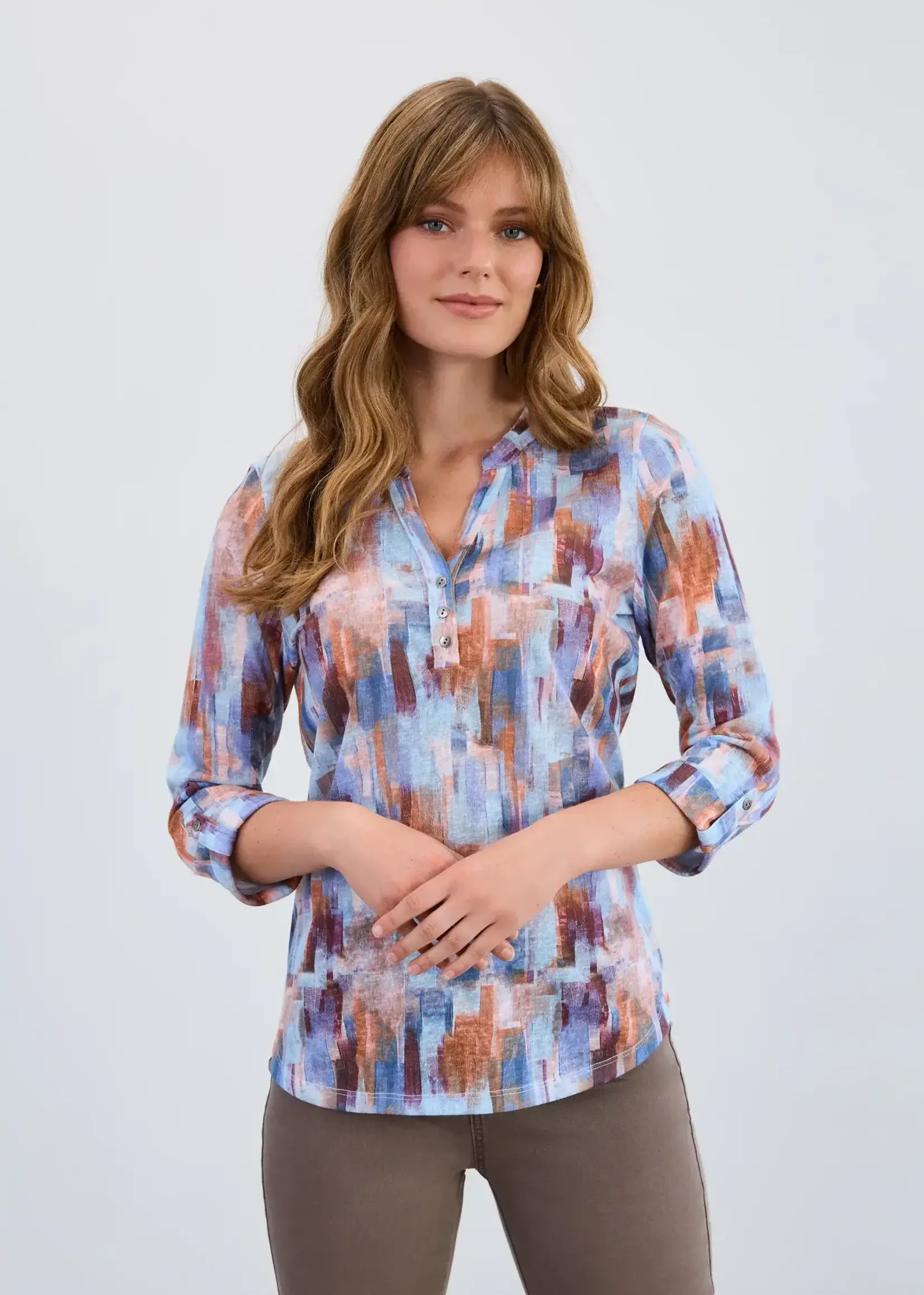 French Dressing Jeans Printed Henley top