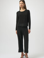 Joseph Ribkoff Crew Neck Fringe Hem Blouse