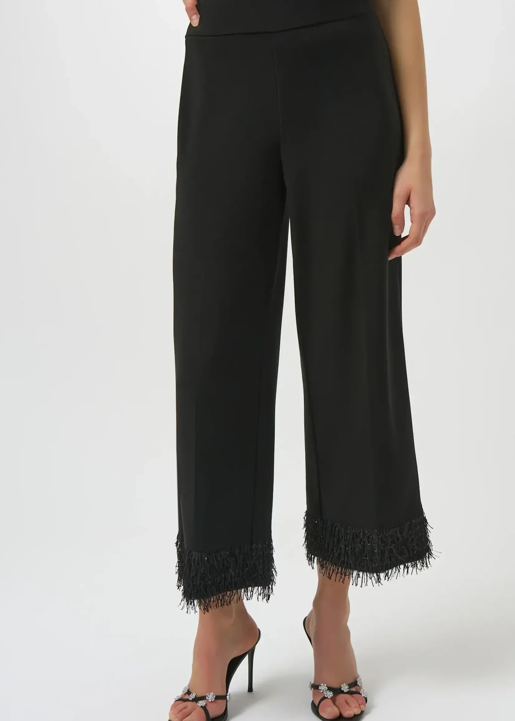 Joseph Ribkoff Silky Culotte Fringe Hem Pant