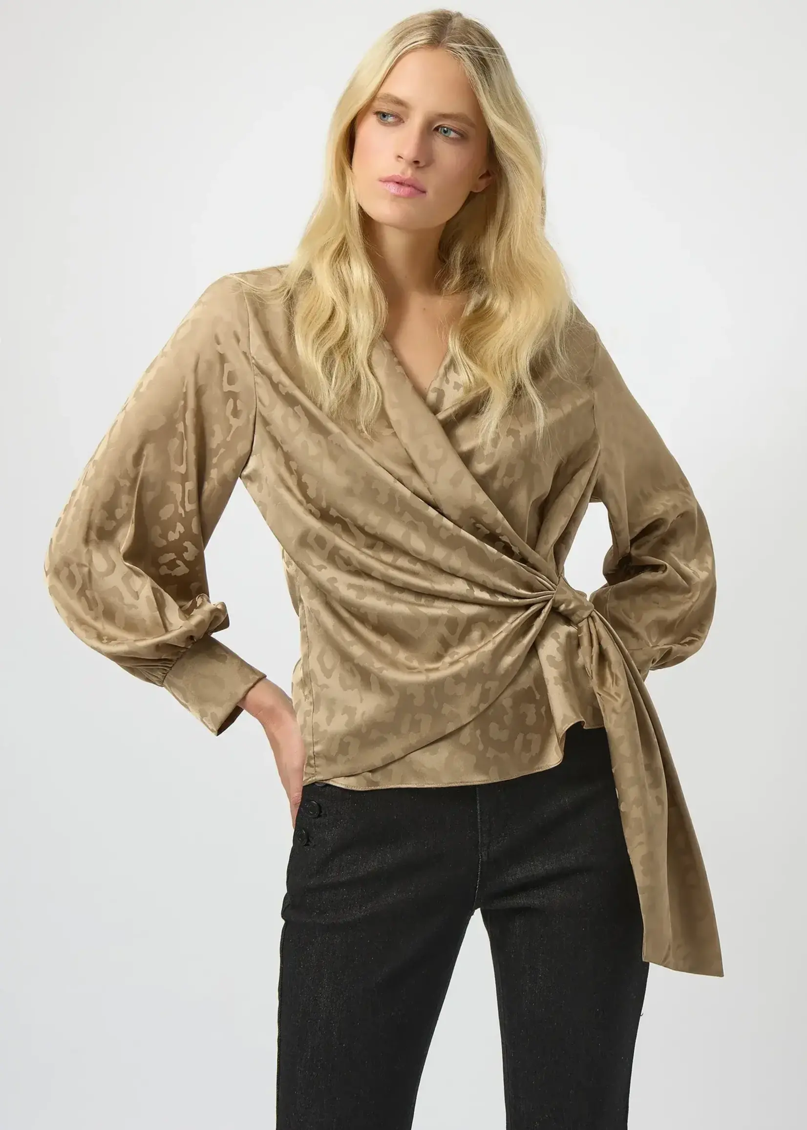 Joseph Ribkoff Silk Like Leopard Wrap Top