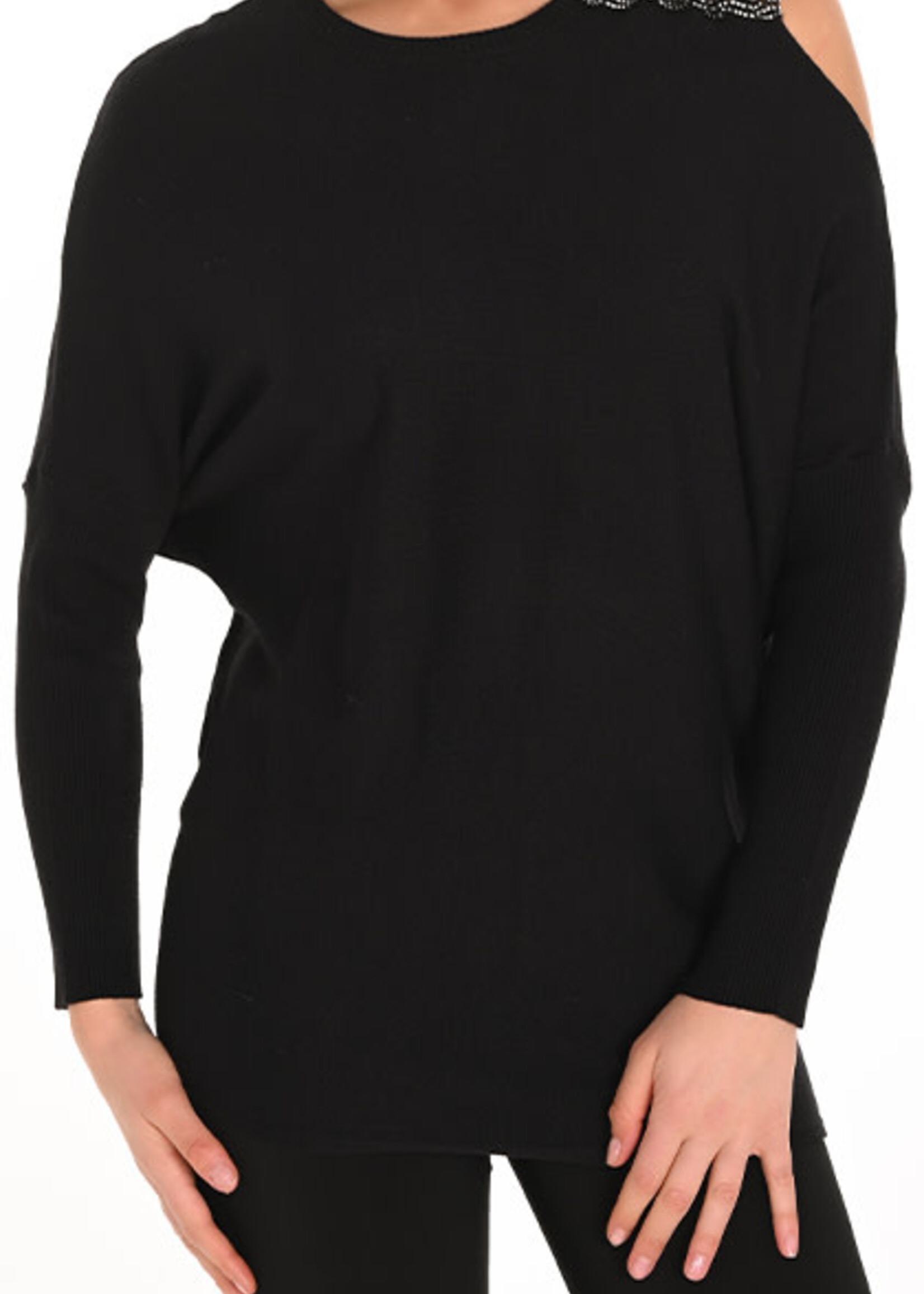 Frank Lyman Jewel Embellished Cut-Out Detail Top