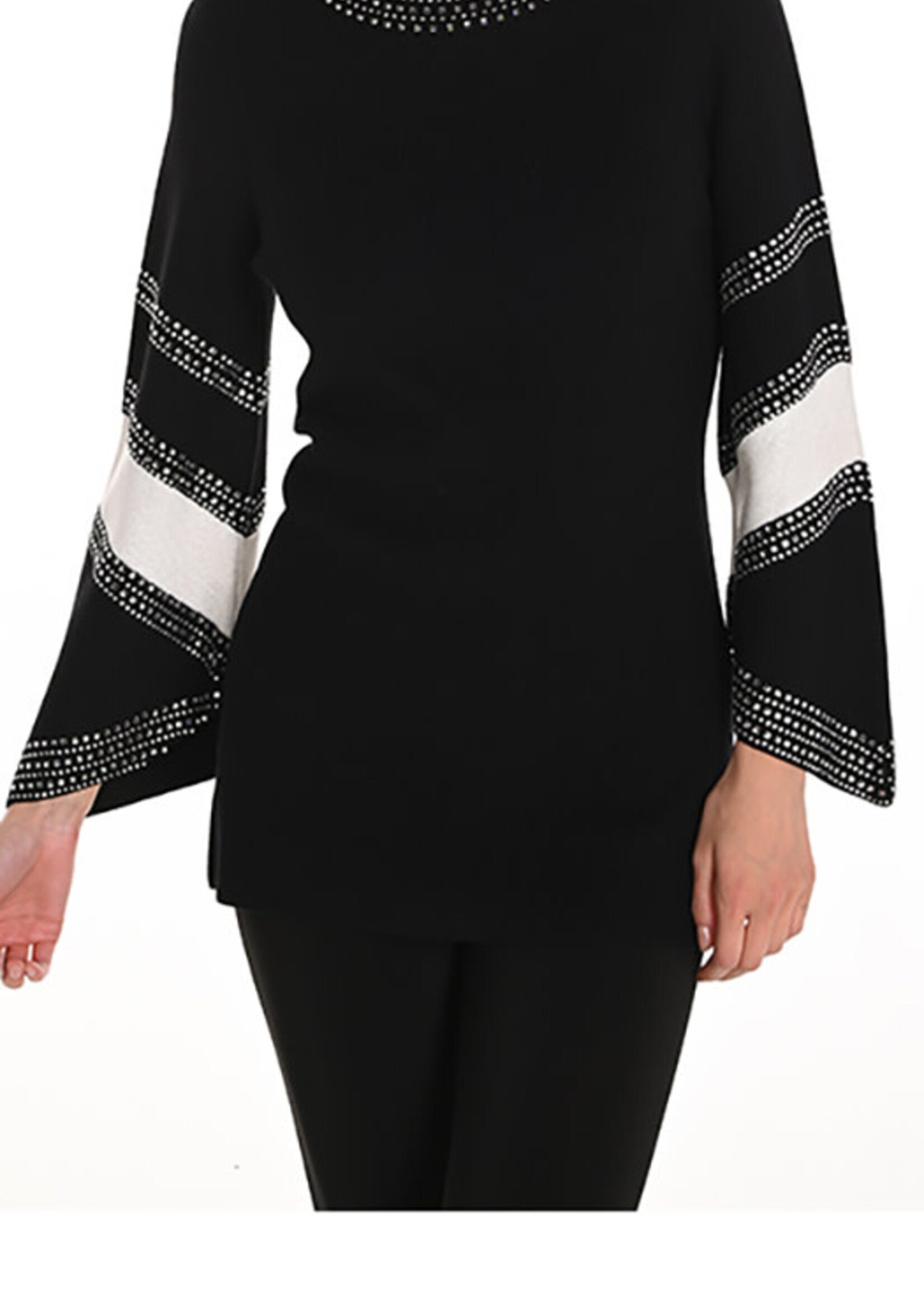 Frank Lyman Embellished Neck And Flare Bell Sleeve Sweater