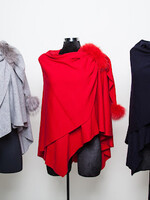 Mitchie's matchings Knit Wrap w/ Pull Through Fox Fur Poms