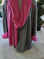 Mitchie's matchings Fashion Poncho W/ Fox Fur Detail