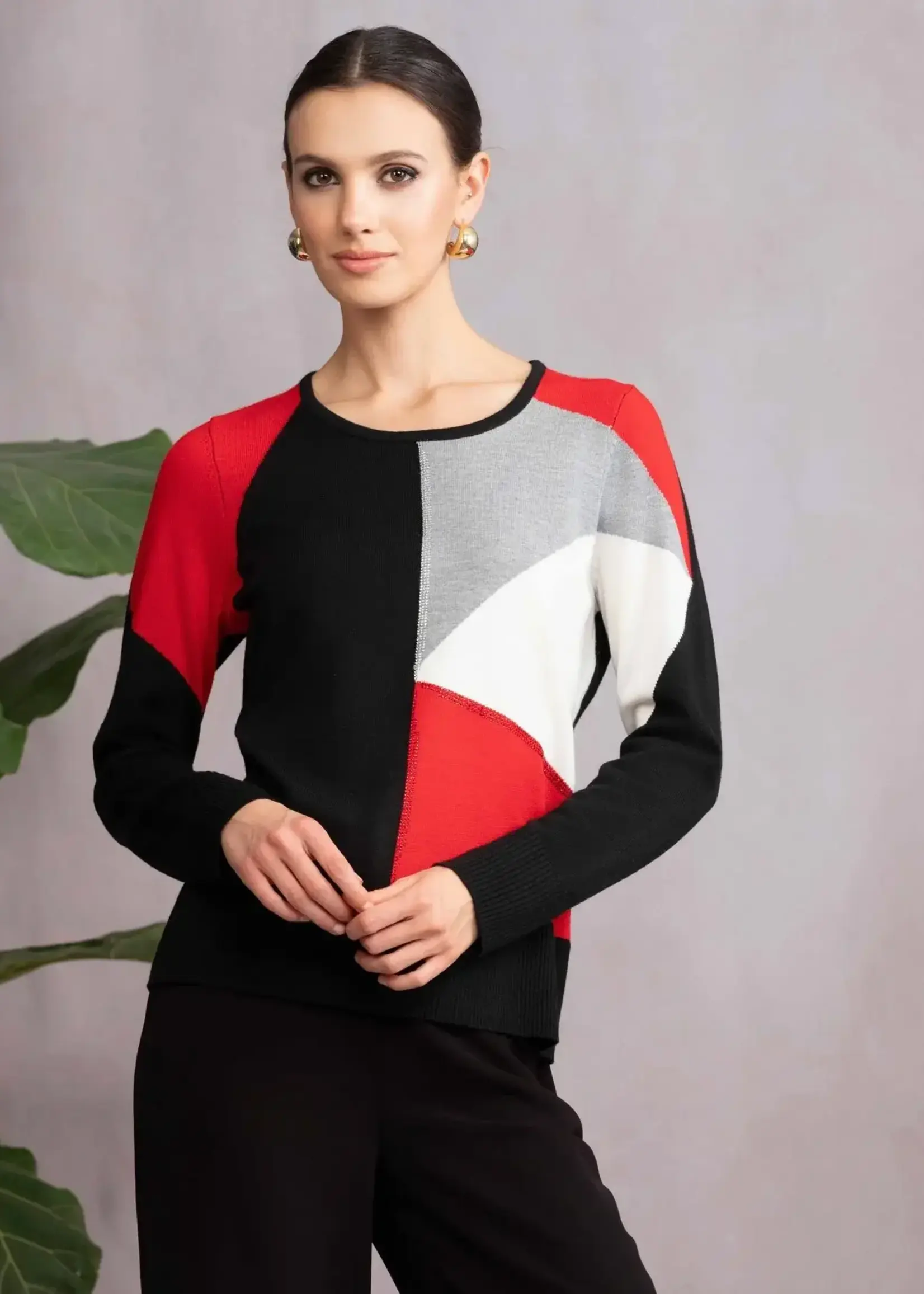 Alison Sheri Colour Block Crew Neck Sweater