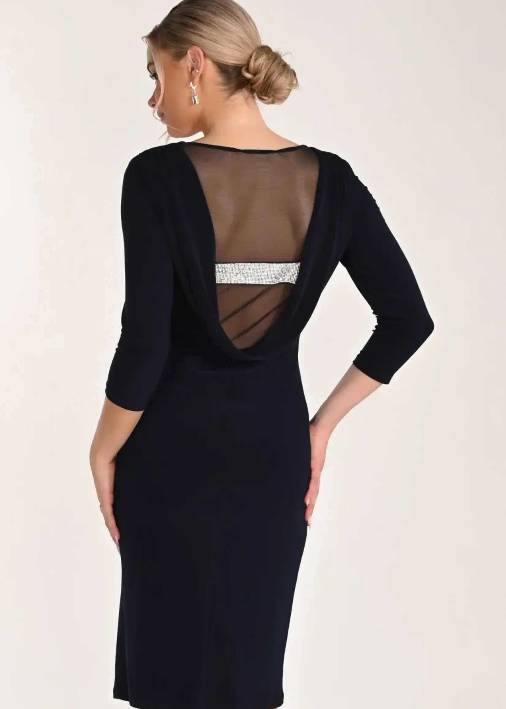 Frank Lyman Draped Rhinestone Back Body Con Dress
