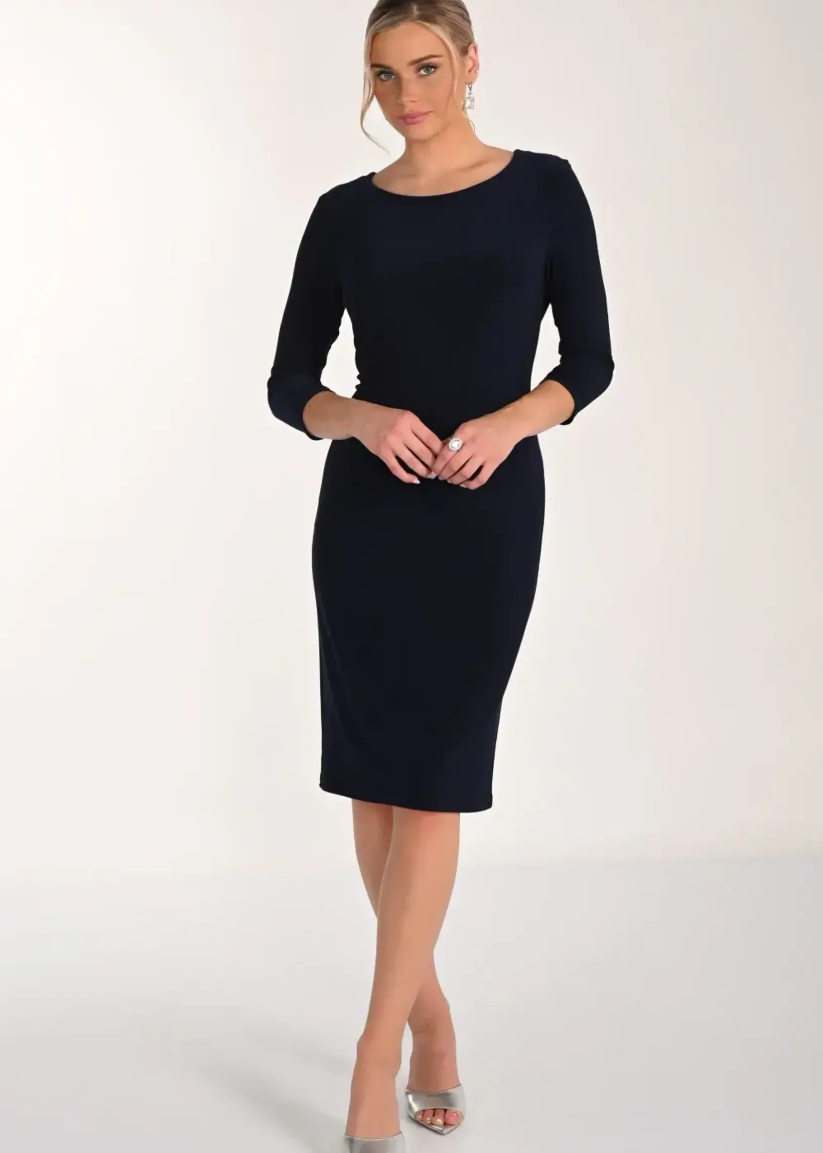 Frank Lyman Draped Rhinestone Back Body Con Dress