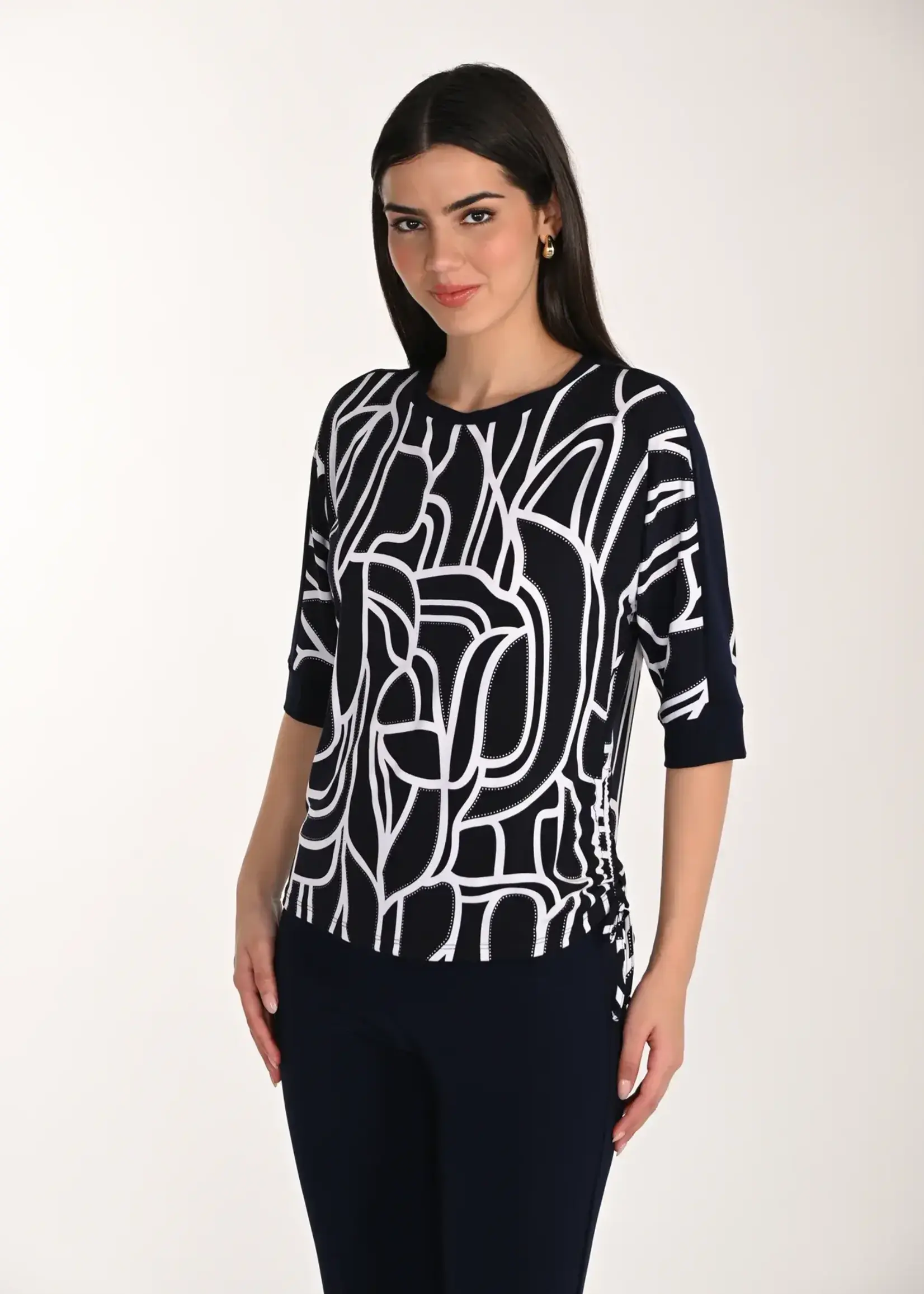 Frank Lyman Printed Round Neck Jersey Top