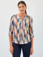 French Dressing Jeans Henley Botany Patch Print Top