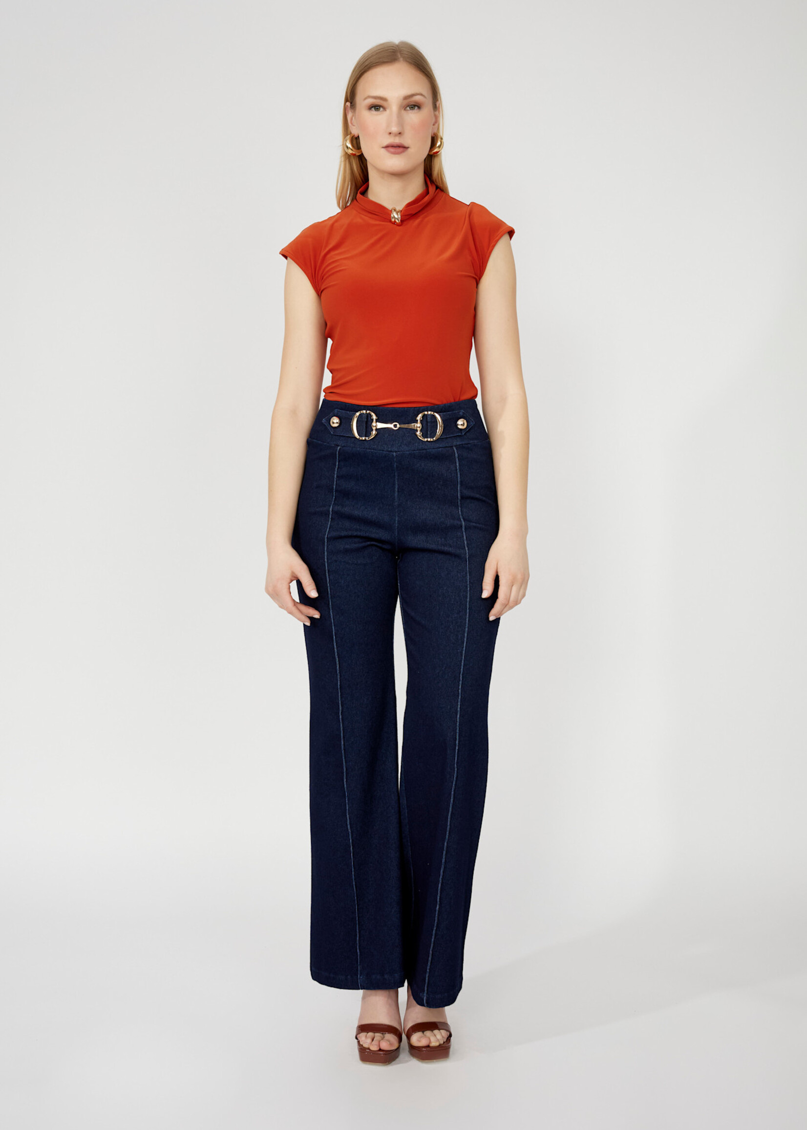 Frank Lyman Belted High- Waisted Pant