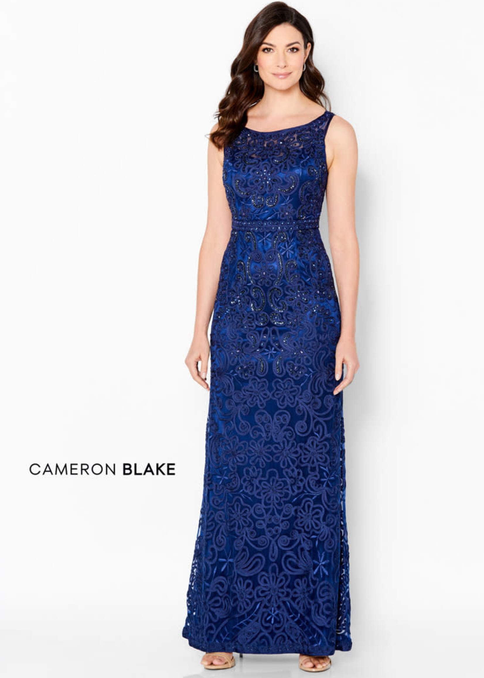 Cameron Blake A-line ribbon tulle gown