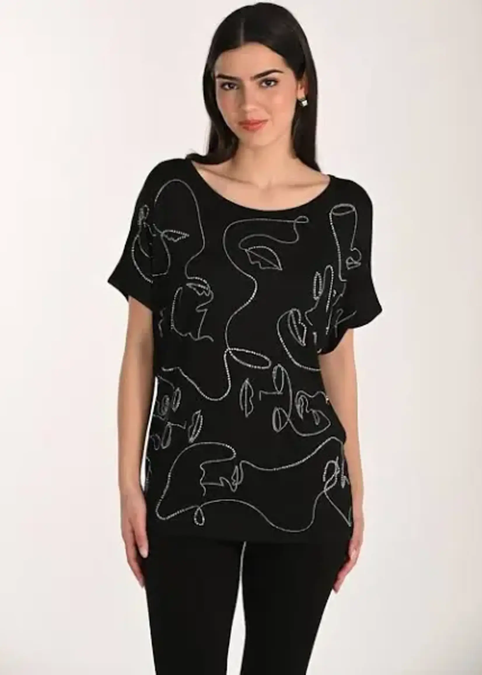 Frank Lyman Embellished Boat Neck T-Shirt