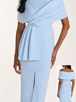 Frank Lyman Mock Off-Shoulder Midi w/ Front Slit Detail