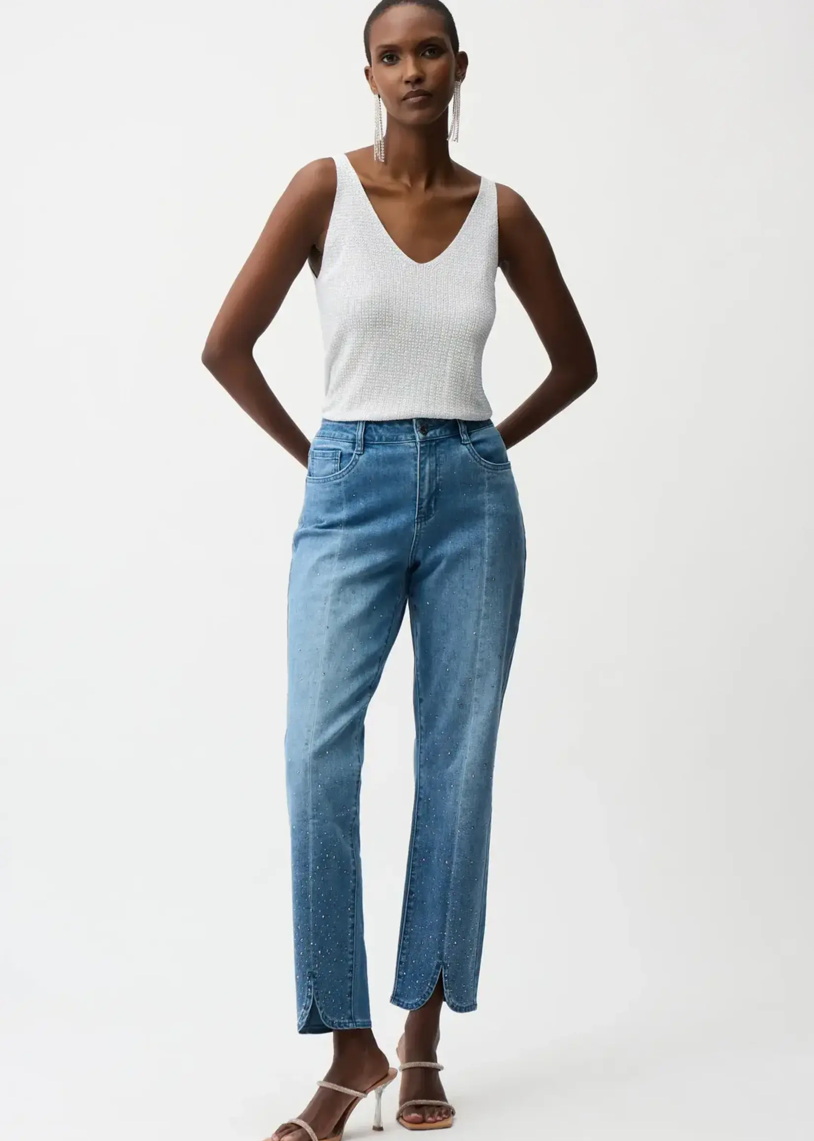 Joseph Ribkoff Sparkly Lyric V-Neck Tank