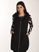 Frank Lyman Hip Length Hooded Vest w/ Rhinestone Zip