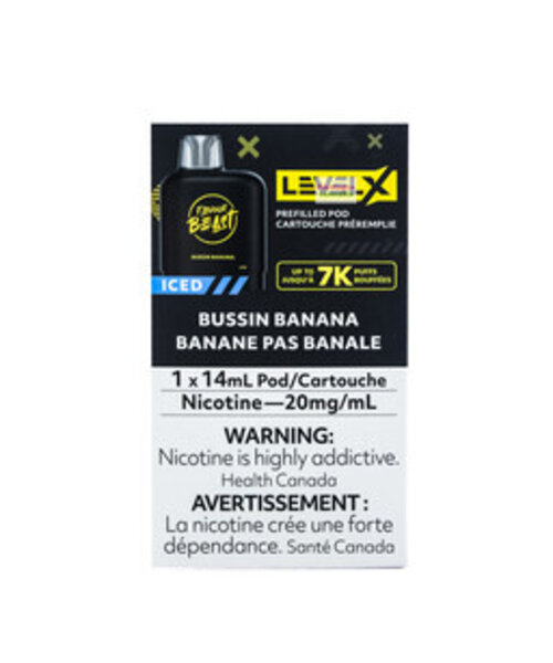 Flavour Beast Level-X Pre-Filled Pod 7000 Puff 20mg 14mL Bussin' Banana Iced