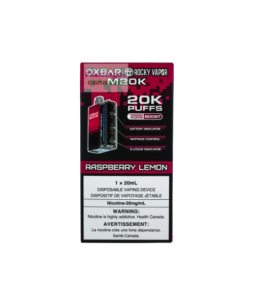 Oxbar M20k Puff Rechargeable Disposable Vape 20mg Raspberry Lemon AB