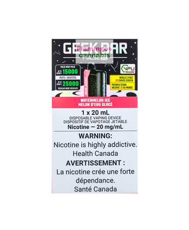 geek bar Geek Bar Pulse X 25k Puff Rechargeable Disposable 20mg Watermelon Ice AB geek bar Geek Bar Pulse X 25k Puff Rechargeable Disposable 20mg Watermelon Ice AB