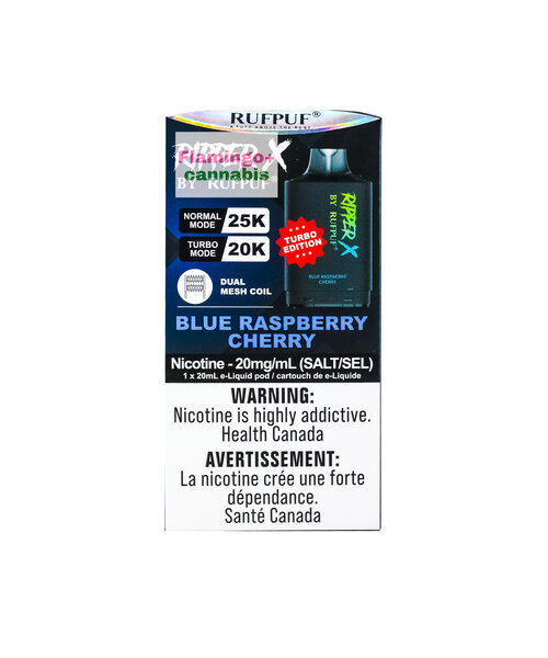 RufPuf Ripper-X TURBO Pre-Filled Pod 25k Puff Blue Raspberry Cherry