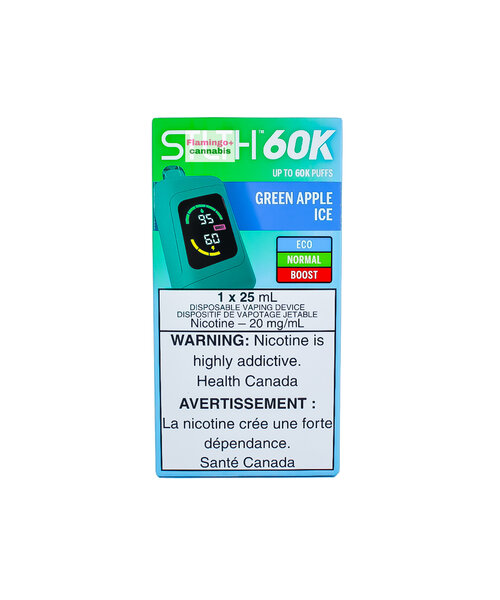 STLTH 60k Puff Rechargeable Disposable Green Apple Ice AB