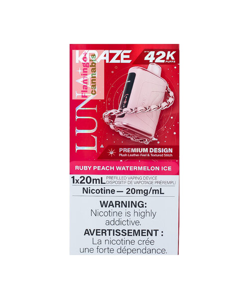 Kraze LUNA Luxury 42k Puff Rechargeable Disposable AB Ruby Peach Watermelon Ice