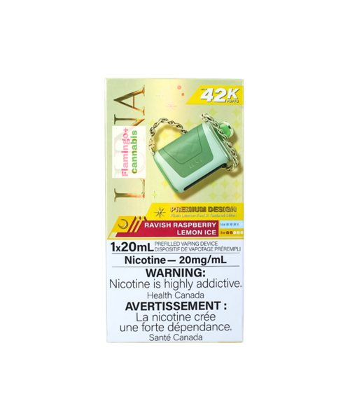 Kraze LUNA Luxury 42k Puff Rechargeable Disposable AB Ravish Raspberry Lemon Ice