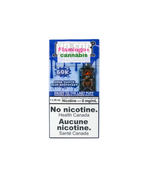Mr. Fog Aura Rechargeable Disposable 60k Puff ZERO NICOTINE AB Sour Shock Blue Raspberry