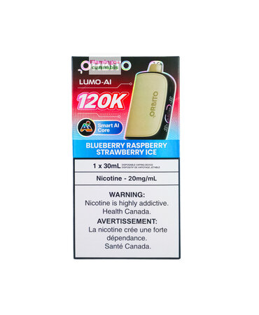 ORBITO ORBITO Lumo AI 120k Puff Rechargeable Disposable AB Blueberry Raspberry Strawberry Ice