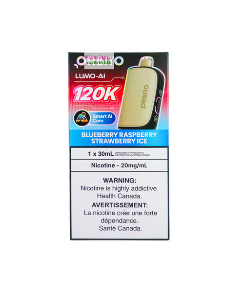ORBITO Lumo AI 120k Puff Rechargeable Disposable AB Blueberry Raspberry Strawberry Ice