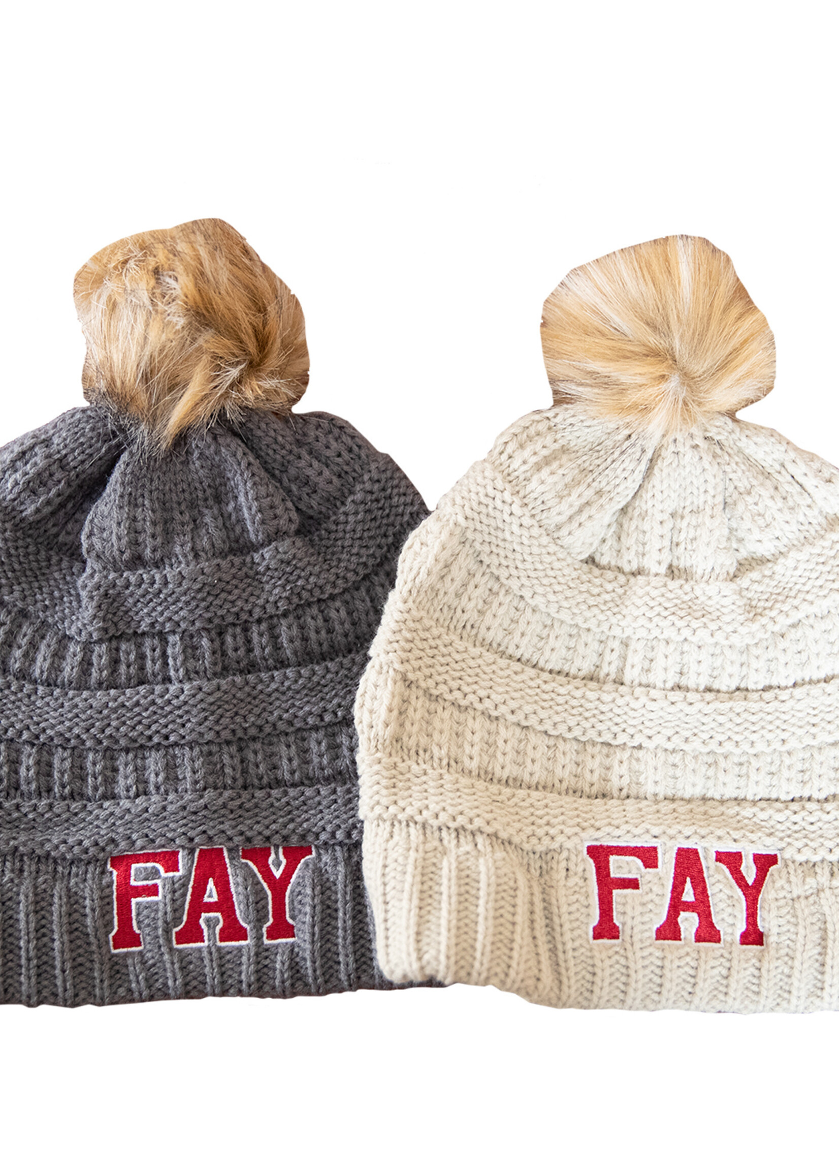 E-S Sports Hat with Faux Fur Pom