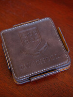 Leather embossed coaster set BROWN