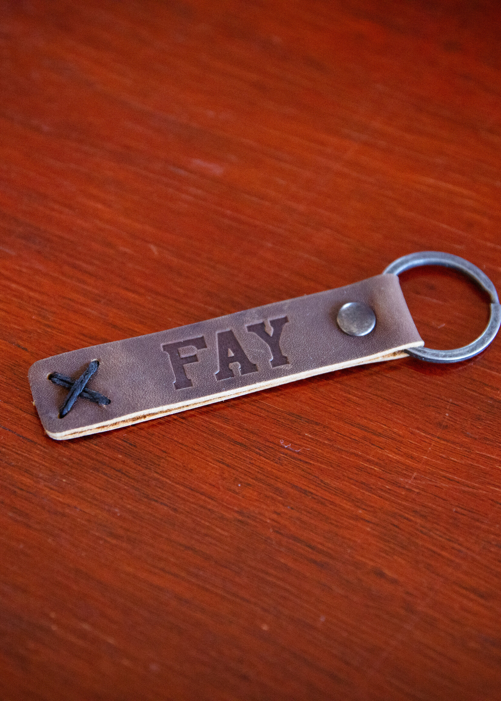 Embossed Leather Keychain